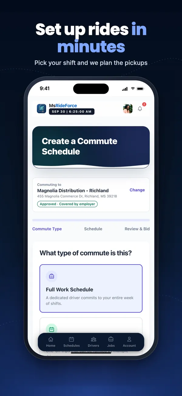 RideForce Worker screenshot 10 of 10: Set your weekly schedule
